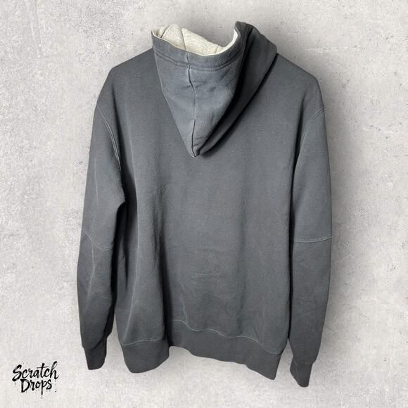 Champion Hoodie XL Black Half-Zip Logo Tape Kangaroo Pocket Athletic Wear Hoodie - Picture 3 of 4